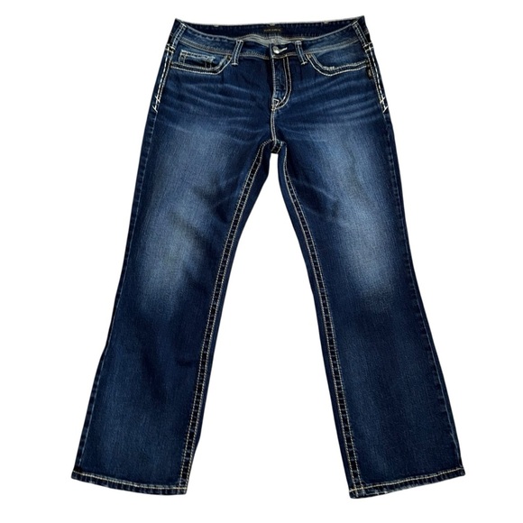 Silver SUKI Slim Boot Jeans Women’s SZ 16/31 Blue Mid-Rise Dark Wash NWOT - Picture 2 of 7